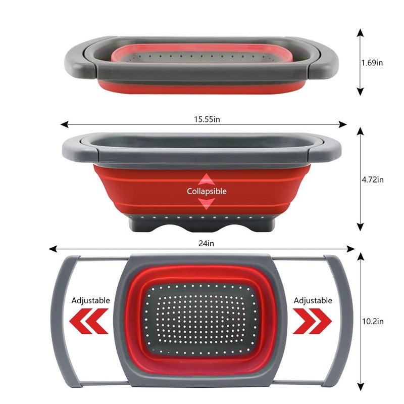 Qimh Colander Collapsible  Over The Sink Veggies/Fruit 6-Quart Strainers and Colanders with Extendable Handles  Folding Strainer for Kitchen - Image 2